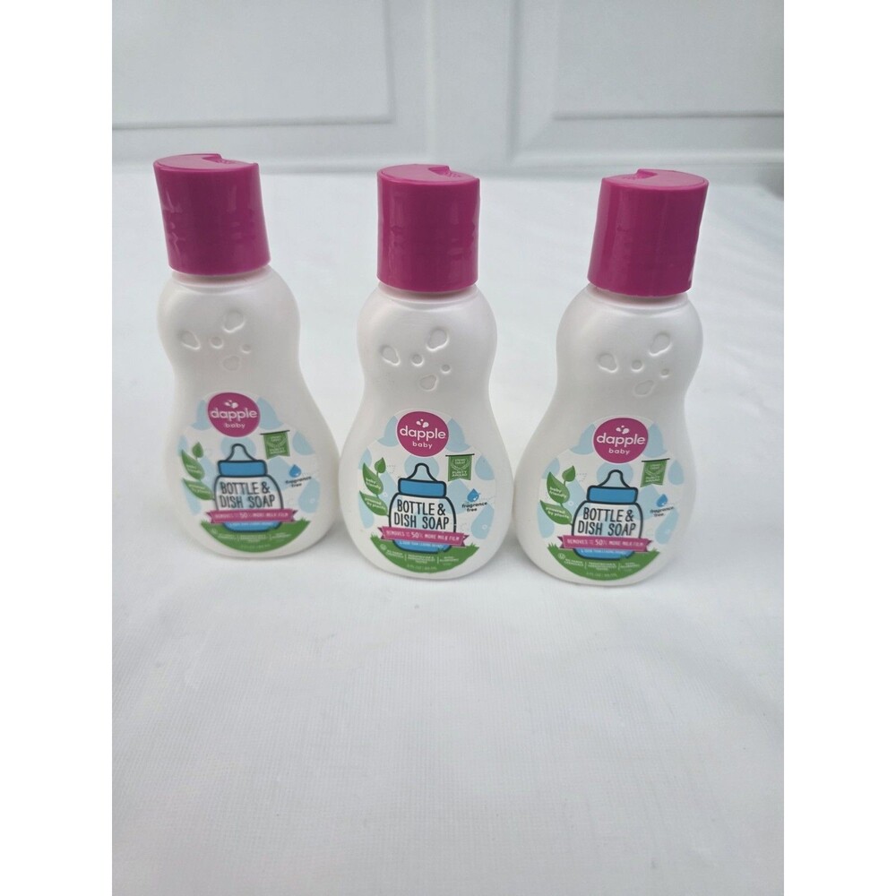 Dapple Baby Bottle & Dish Soap Travel Size 3-Pack of 3oz Bottles Fragrance Free